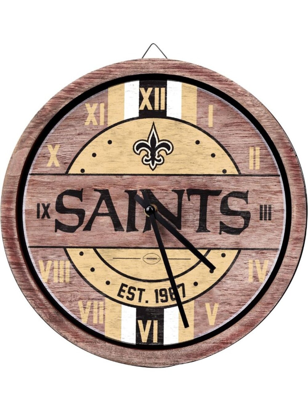 Rustic NFL Wooden Barrel Wall Clock - Sports Decor, Unique Gift for Fans